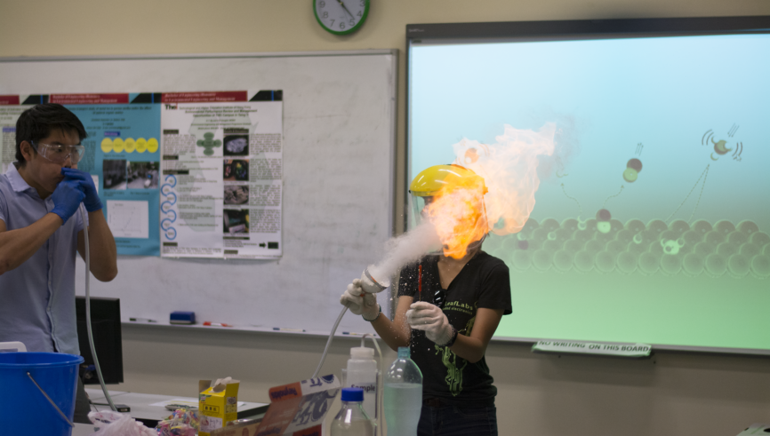 Students were doing exciting science experiment 