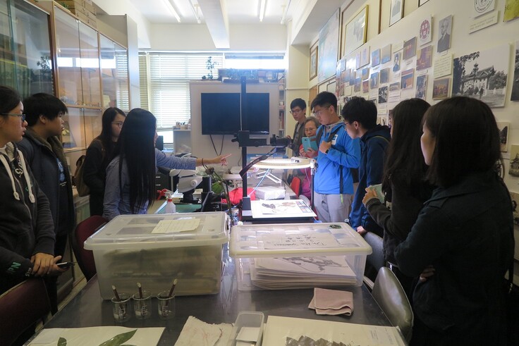  Ms Joyce Siu, the representative of the Shiu-Ying Hu Herbarium, was demonstrating the use of high technology in investigating the structures of plant species.