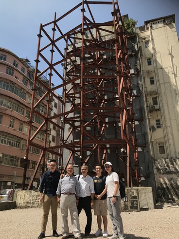 THEi Surveying Programme research team and the subject buildings (behind)